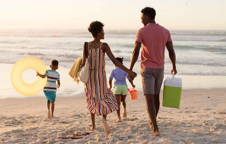 Family vacation on beach