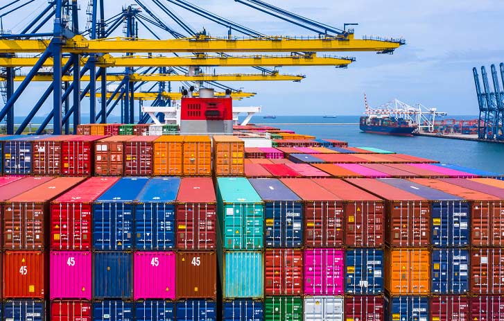 Shipping containers at port